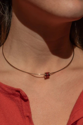 Thatch Delphin Red Bead Charm on collar