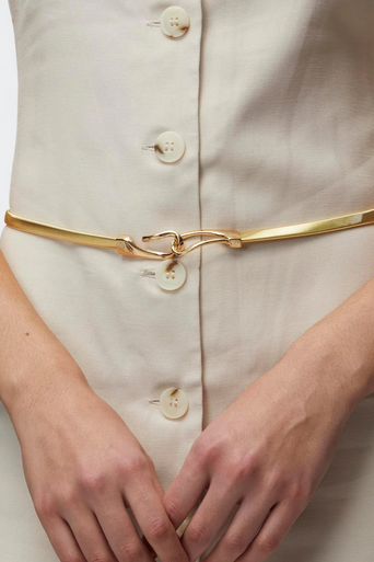 Lele Sadoughi Stretch Chain Belt front view on waist