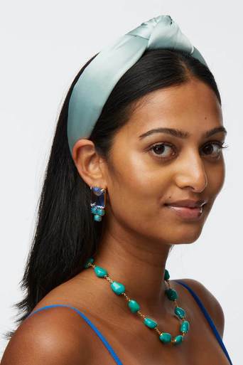 Lele Sadoughi Stone Station Necklace on neck