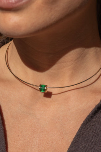 Thatch Delphin Green Bead Charm on collar