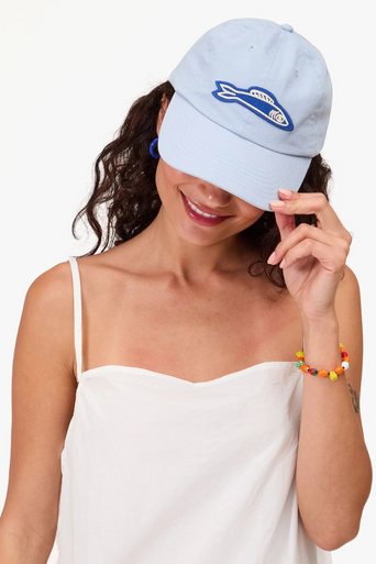 Clare V Sardine Baseball Hat on model