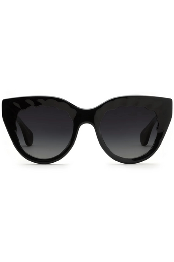 Krewe Charlotte Black + Black Crystal Sunglasses front view by itself