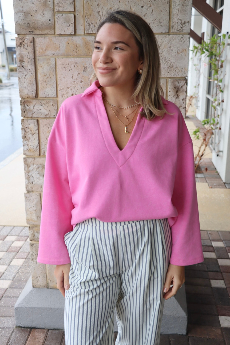 LNA Finley Pull On Stripe Pant front close up