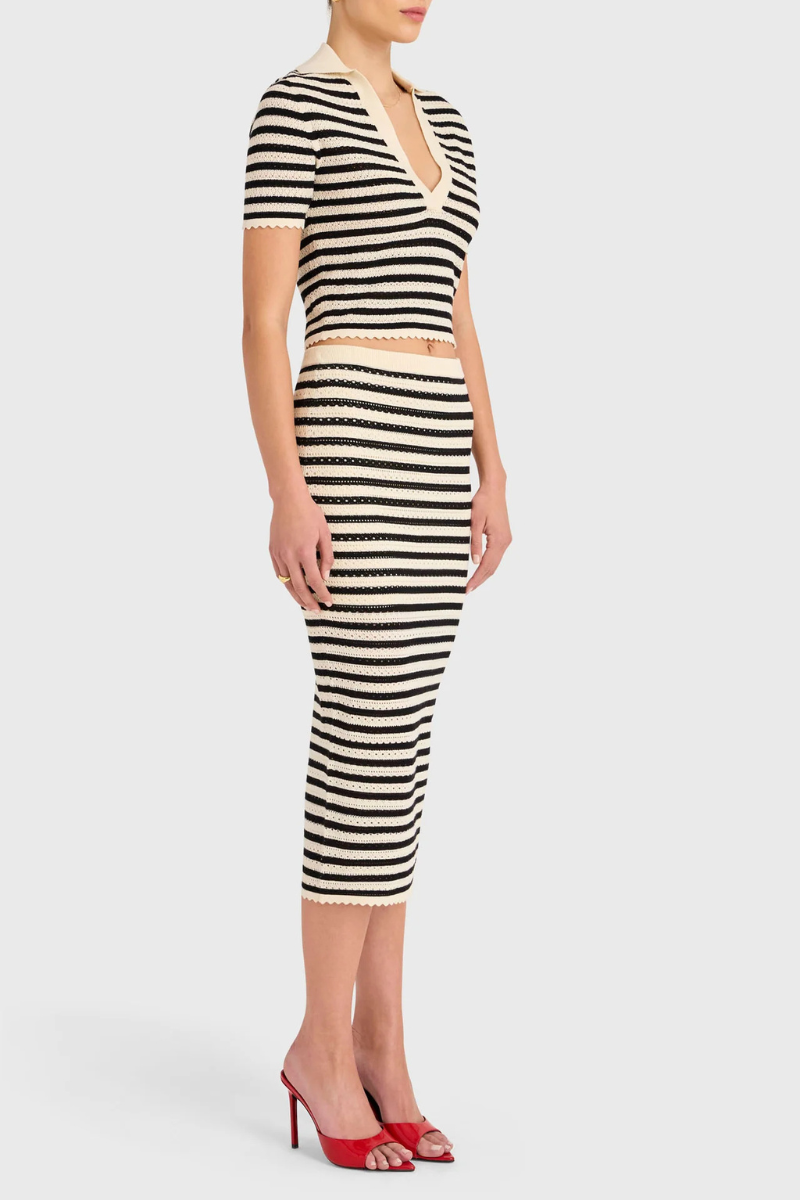 Amanda Uprichard Seine Stripe Midi Skirt side