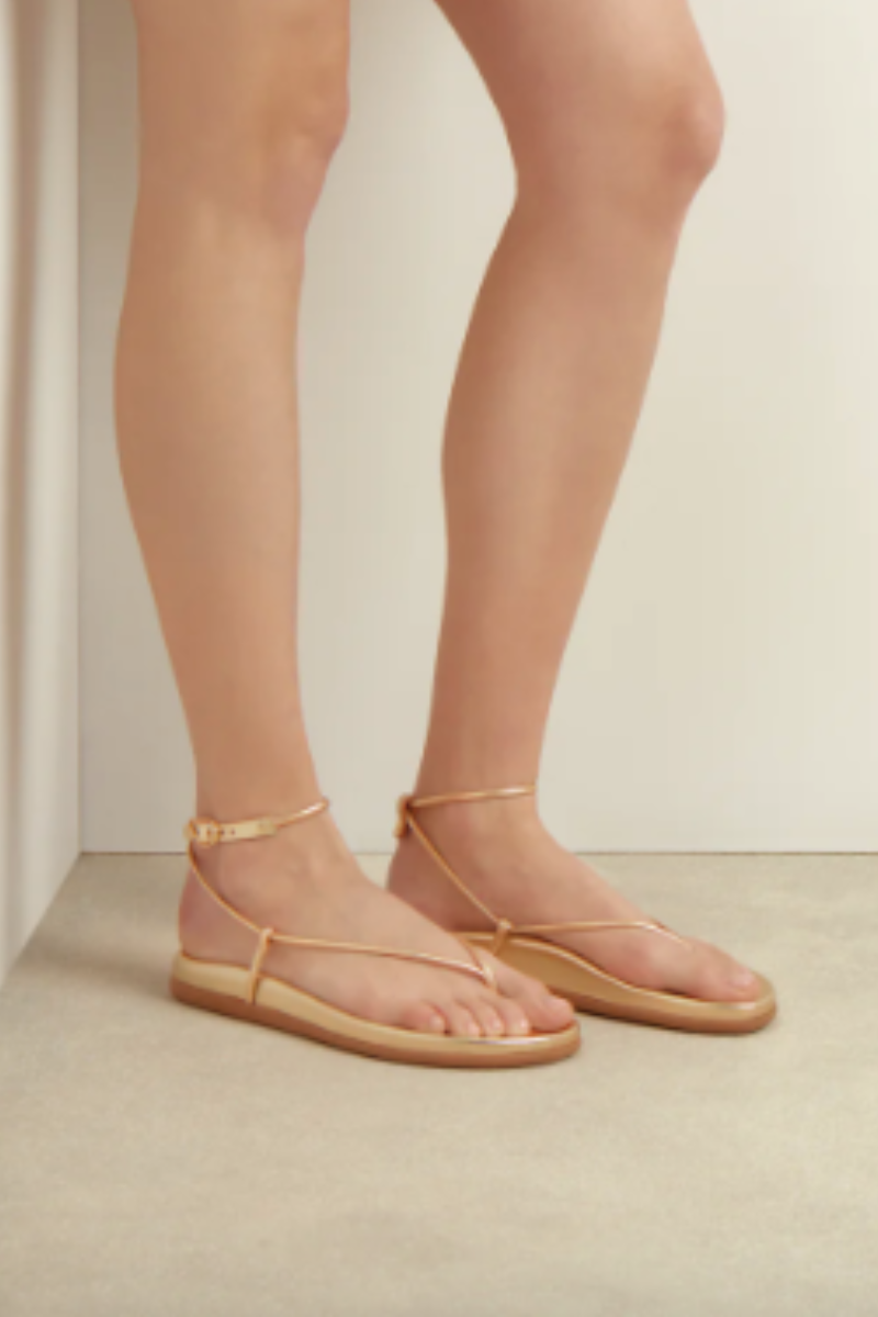 Ancient Greek Polistra Ankle Thong Sandal on model