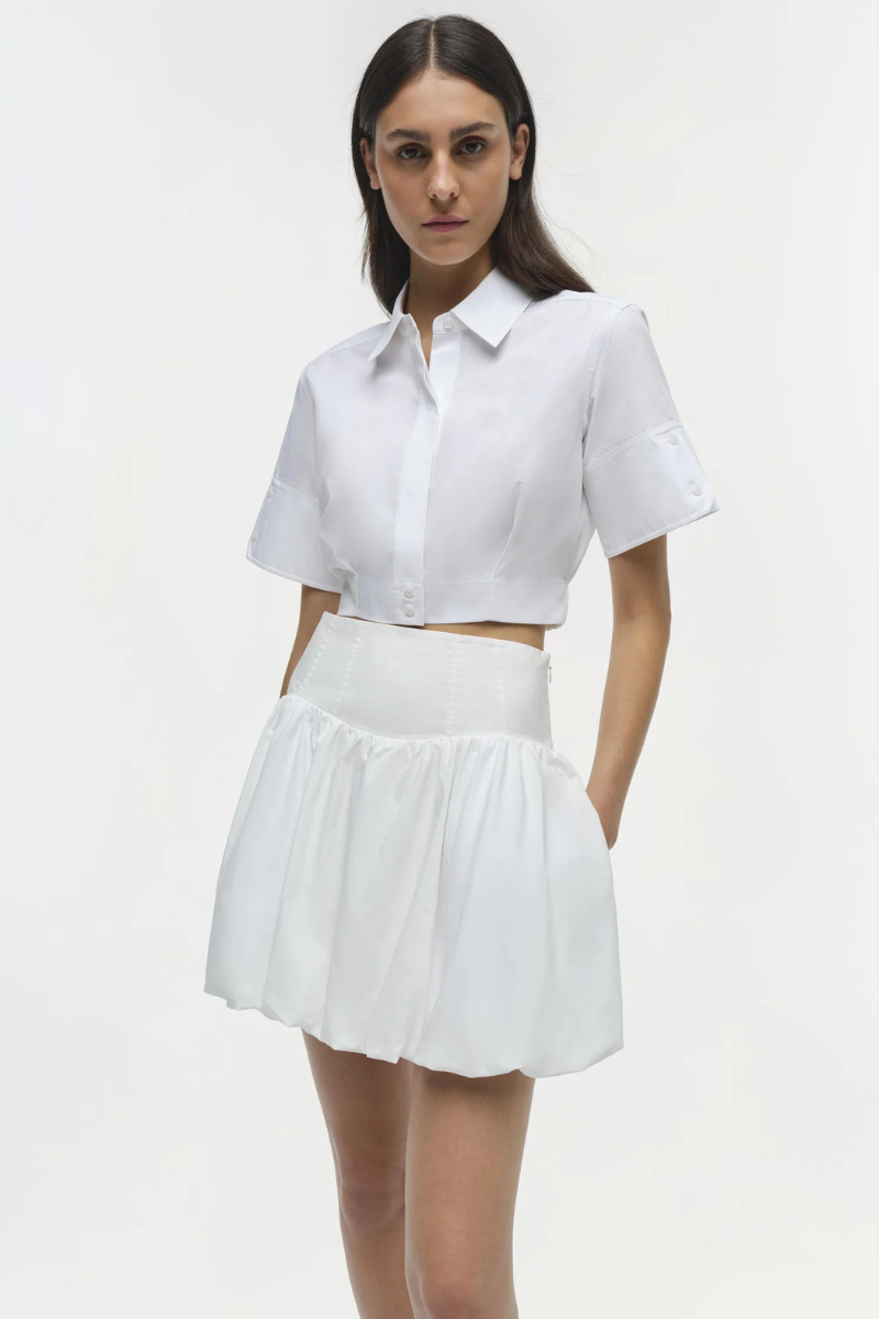 Simkhai Pippa Bubble Mini Skirt close up front