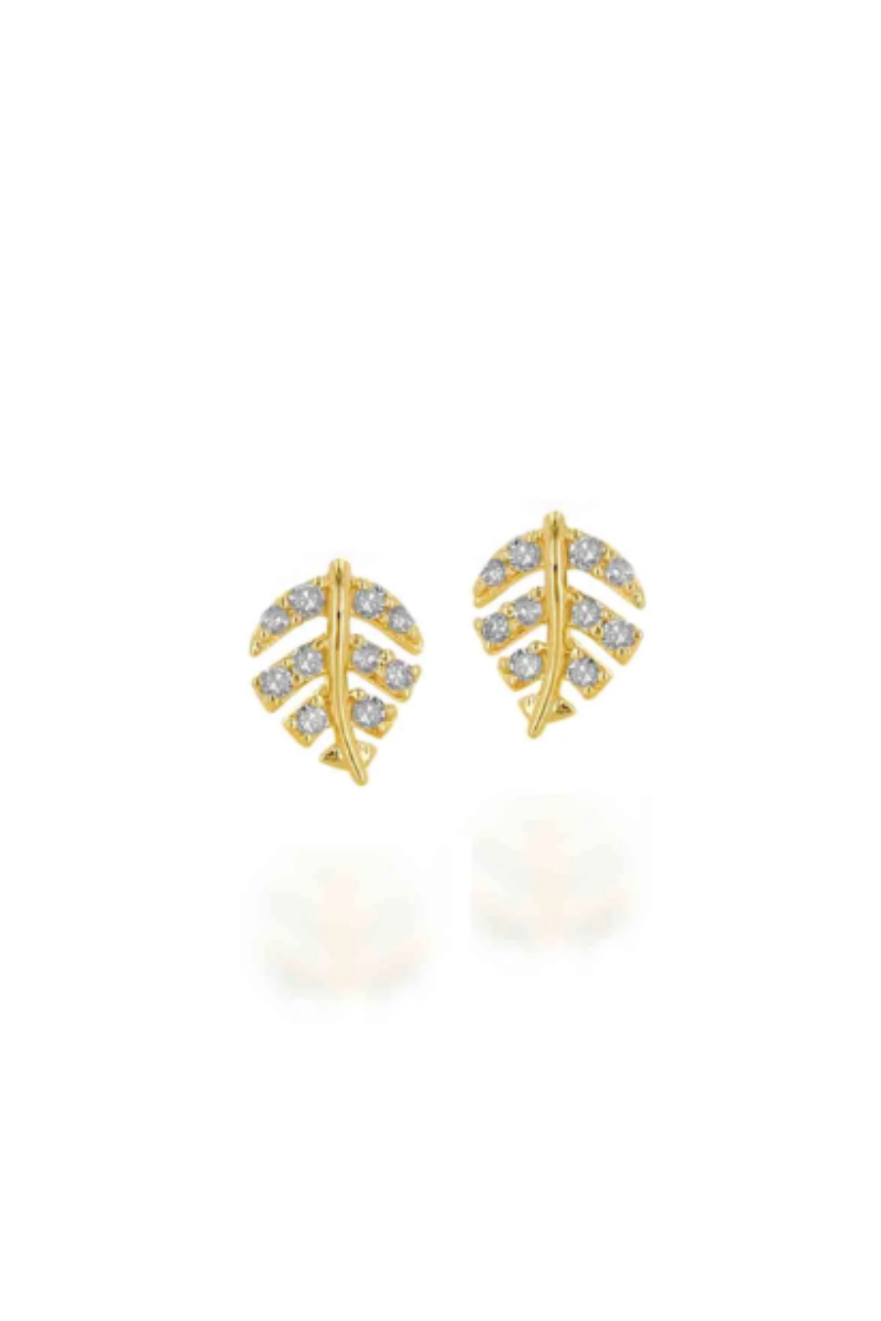 Rachel Reid Diamond Palm Leaf Stud Earring flat lay