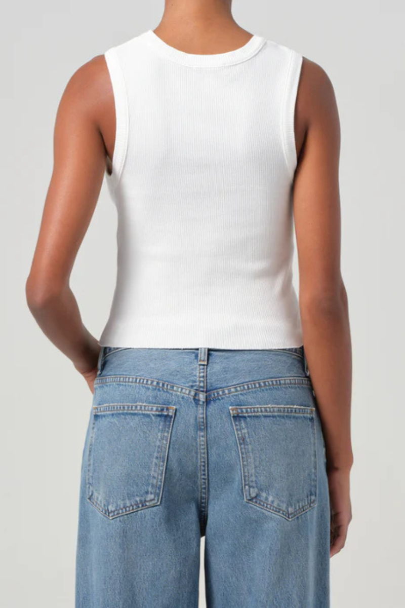 Agolde Shrunken Poppy Tank White back
