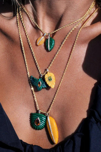 Aventurine Leaf Pendent with other pendants