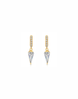 Fiona Pave Huggie Hoop with Diamond Dangle side by side front view