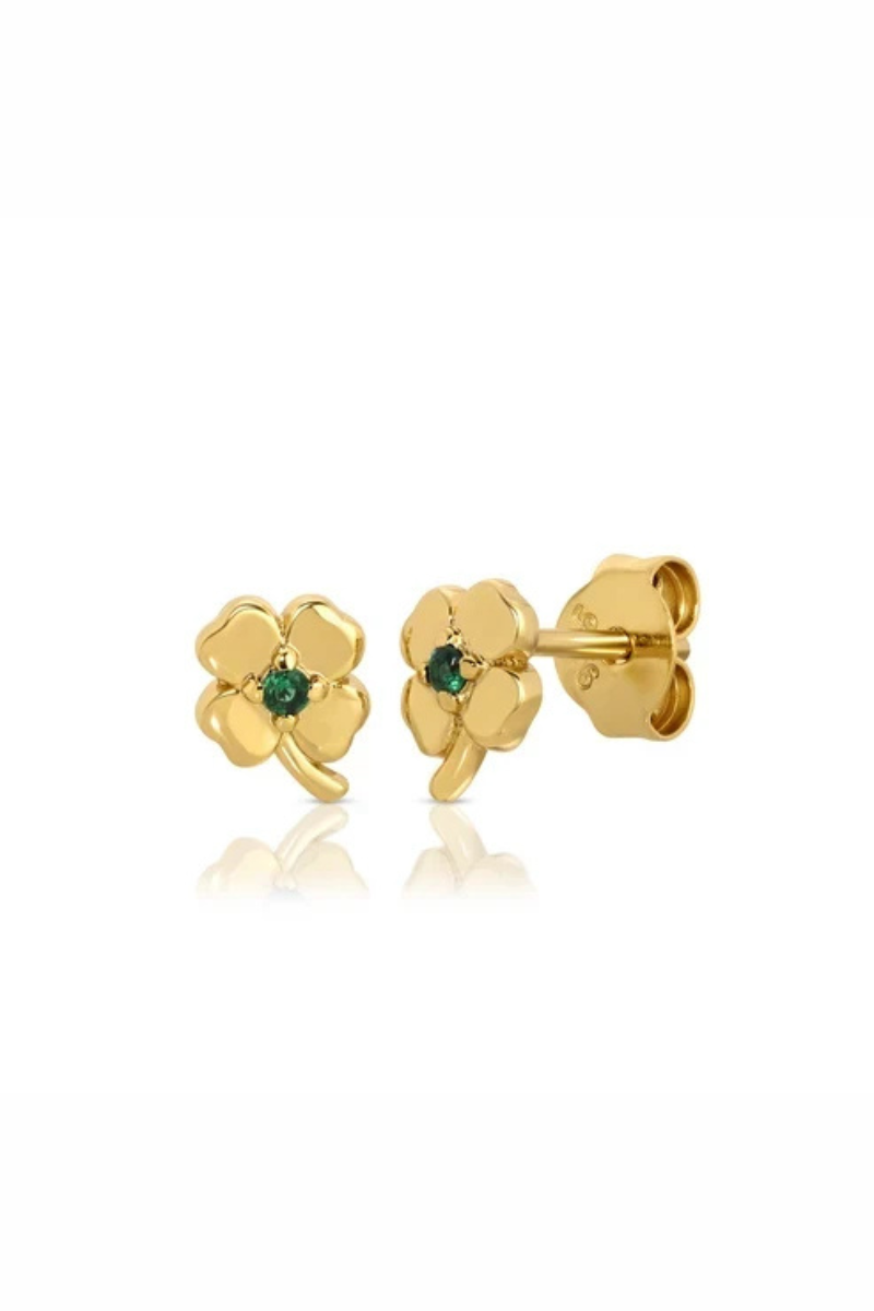 Get Lucky Emerald Stud Earrings close up