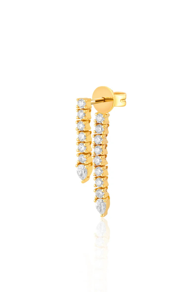 Single Diamond Teardrop Fringe Earring side view