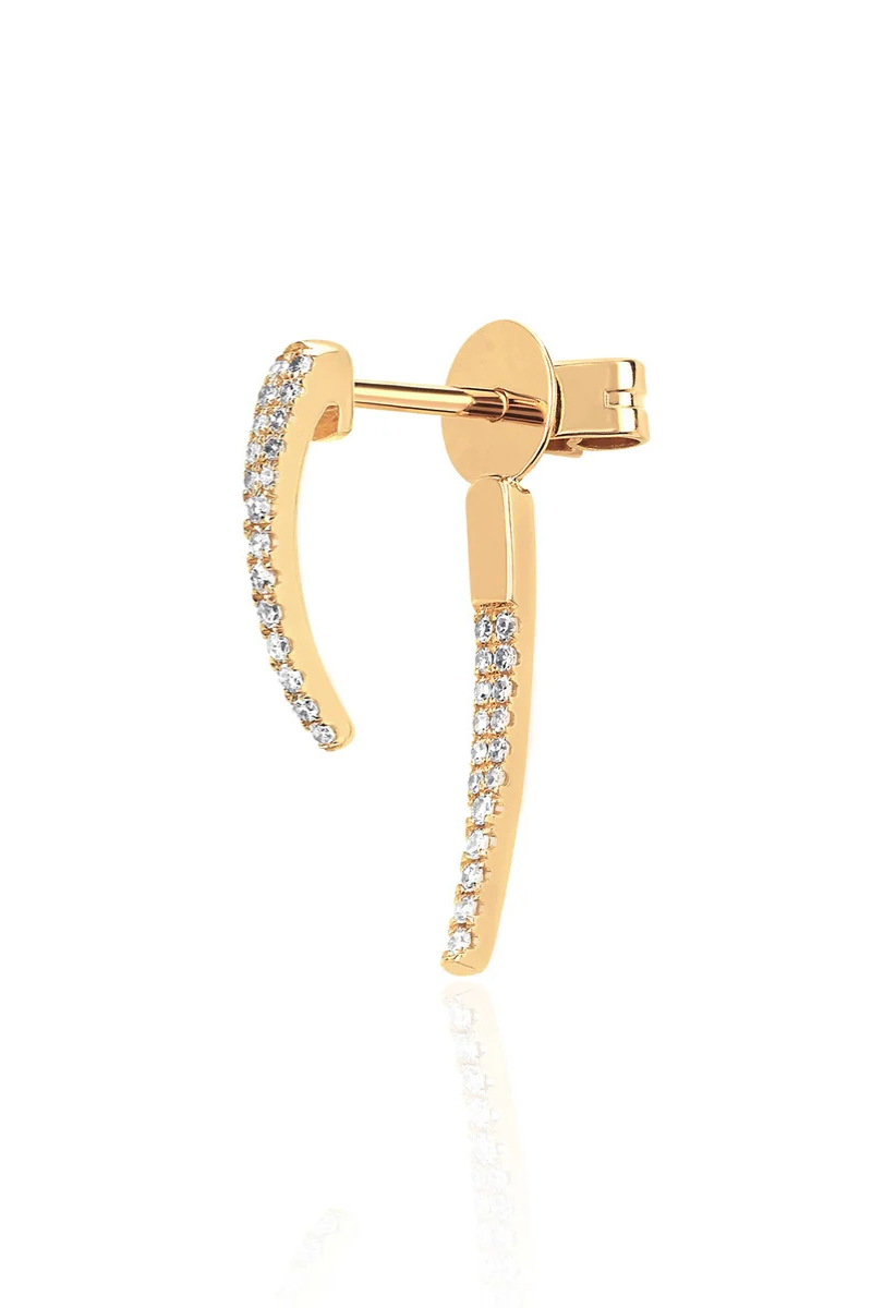 Single Diamond Hook Stud Earring side