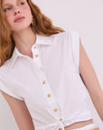 Octavia Top in White front view on model