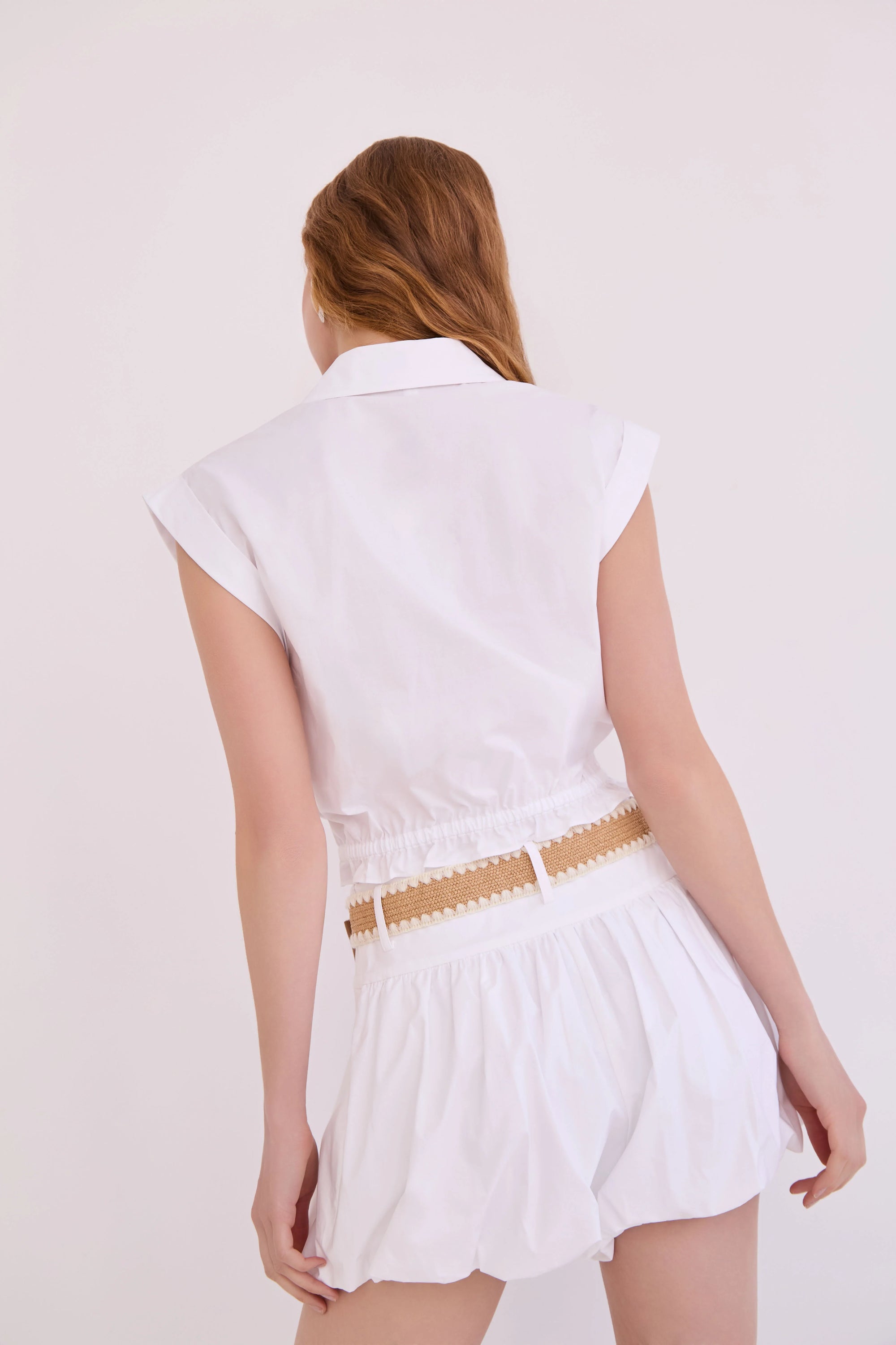 Octavia Top in White back view on model