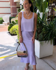 Lodi Cropped Tank Lilac and Talia Charmeuse Skirt
