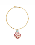 Cabana Girl Blue Shell Bar Choker Necklace by itself