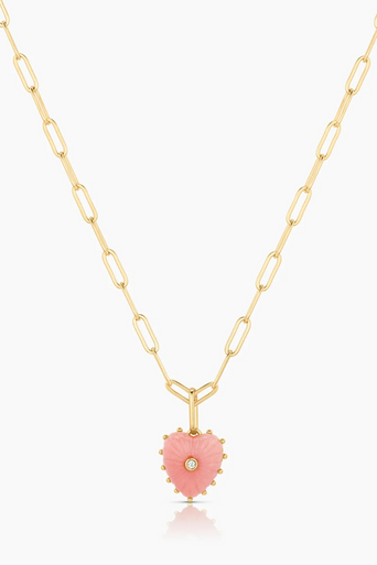 Thatch Isabel Pink Opal Charm on paperclip chain