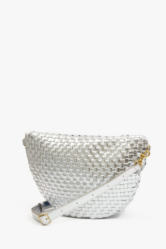 Clare V Grande Fanny Woven Checker Silver by itself back
