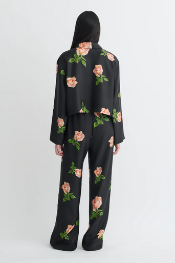 Nanushka Vally Button Down Top Roses full body back