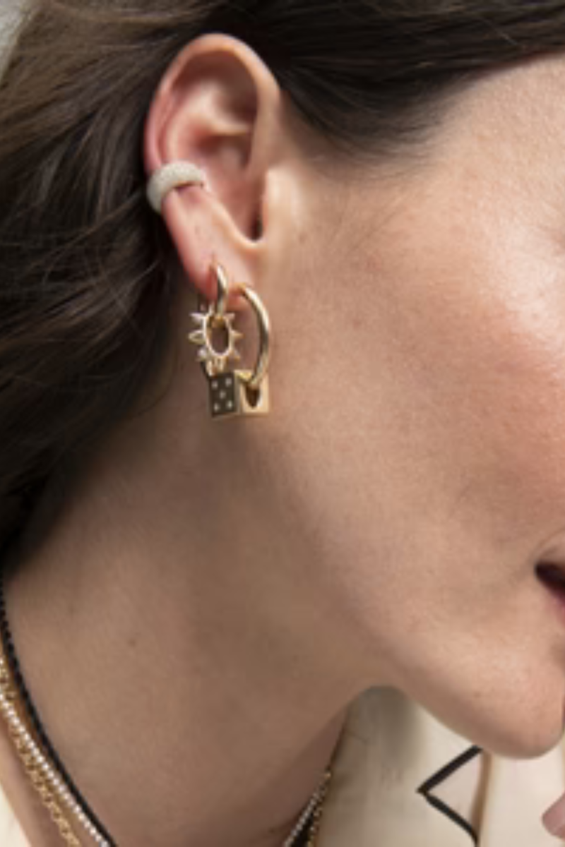 Adina Reyter Wide Pave Diamond Ear Cuff on model