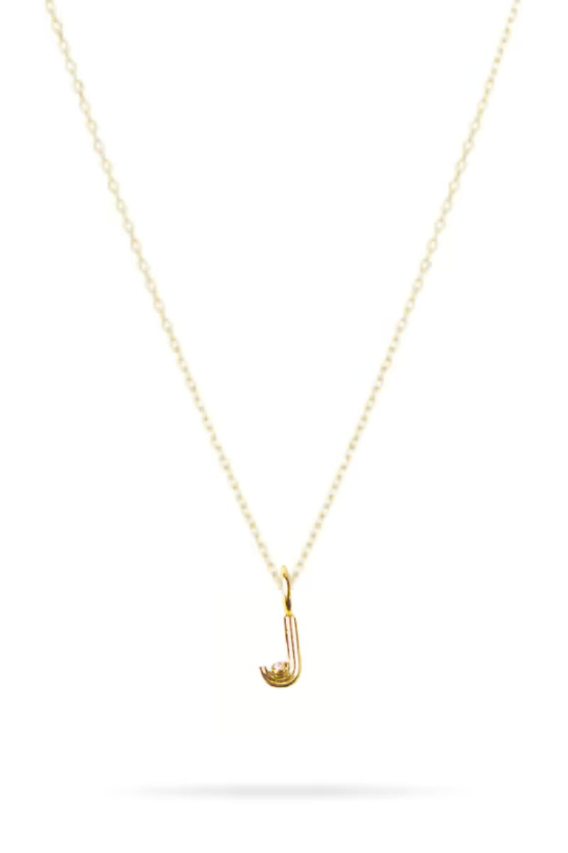 Adina Reyter Groovy Diamond Initial Mini Bead J on chain