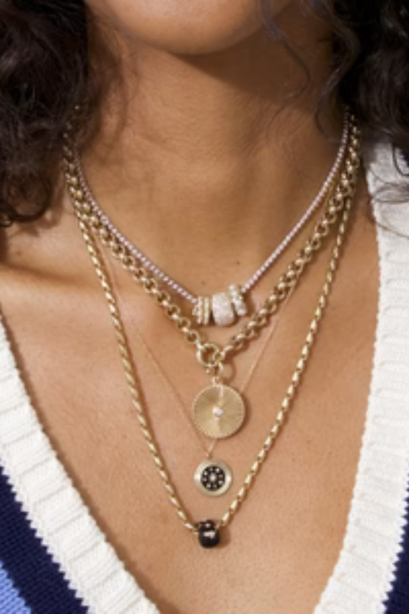 Adina Reyter 18" Chunky Rolo Chain stacked with other necklaces