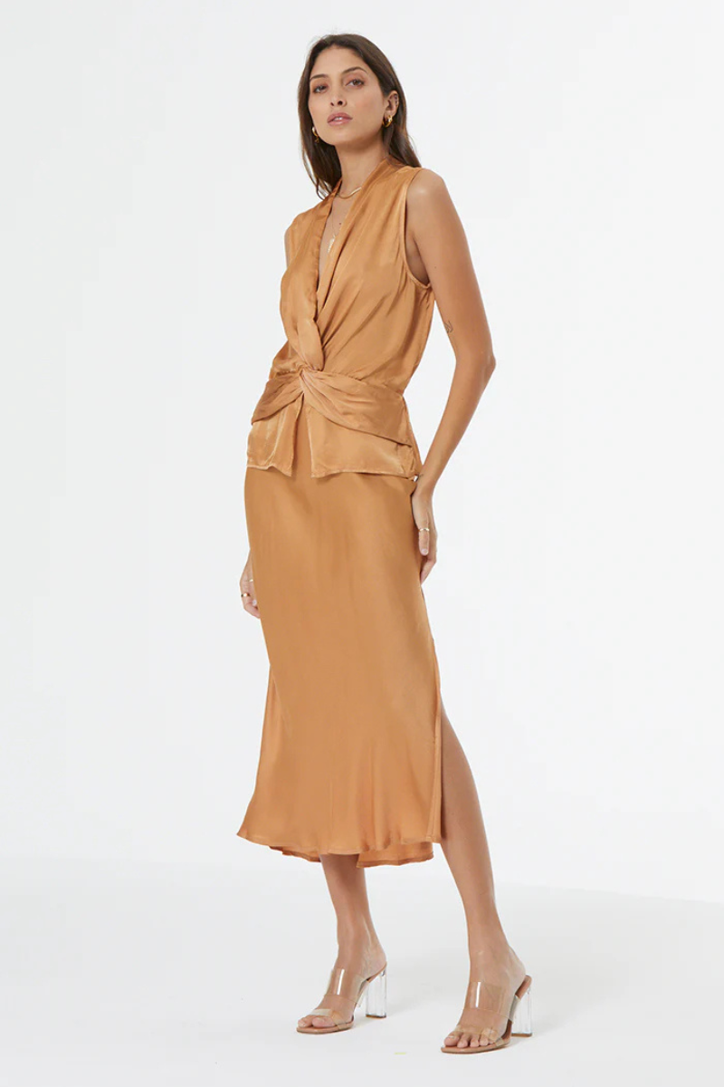 YFB Felicity Midi Skirt in Sunbaked front