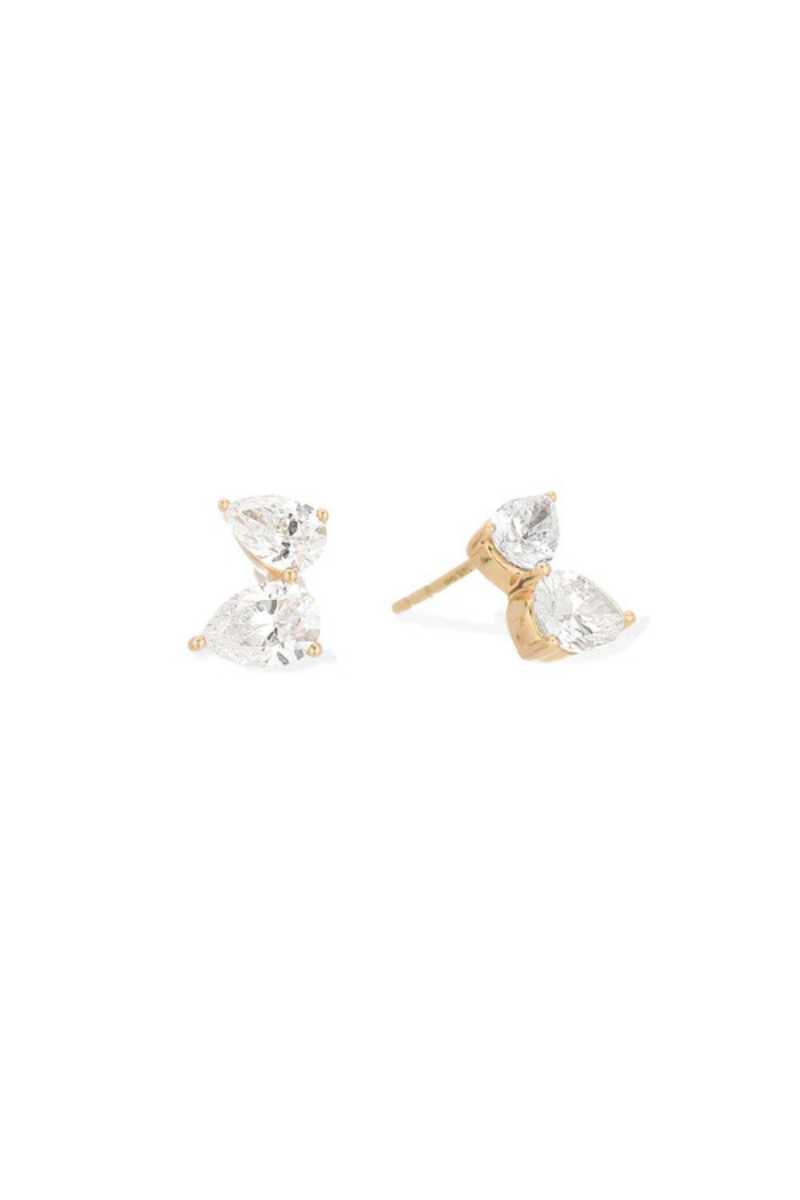 Adina Reyter 2 Diamond Petal Post Lab Grown side by side