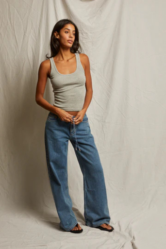 Perfect White Tee Mia Fine Rib Heather Tank full body