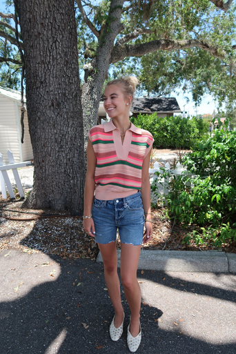 Essentiel Hantwerp Stripe Knit Polo full body