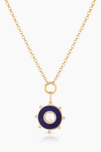 Thatch Soleil Lapis and Mother of Pearl Charm on charm clip chain