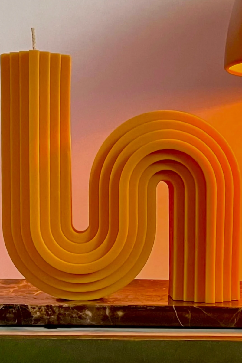 Davie Ocho 70s Candle Beeswax Soy Orange in room