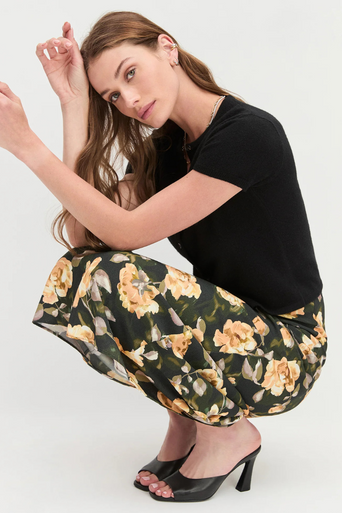 Favorite Daughter the Favorite Skirt model crouched down