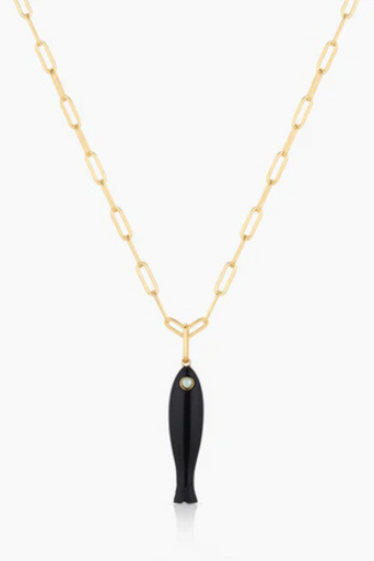 Thatch Fortuna Onyx Charm by itself on chain