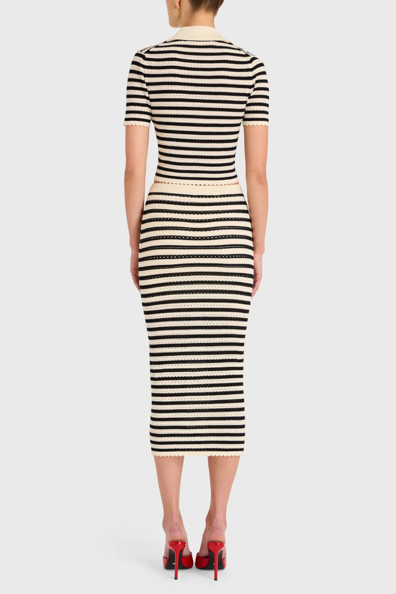 Amanda Uprichard Seine Stripe Midi Skirt back