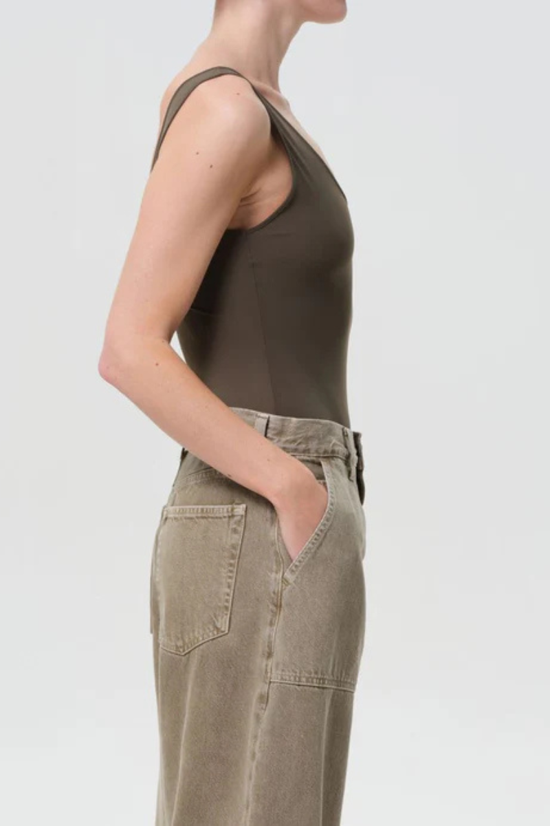 Agolde Tora Tank Bodysuit Grove side