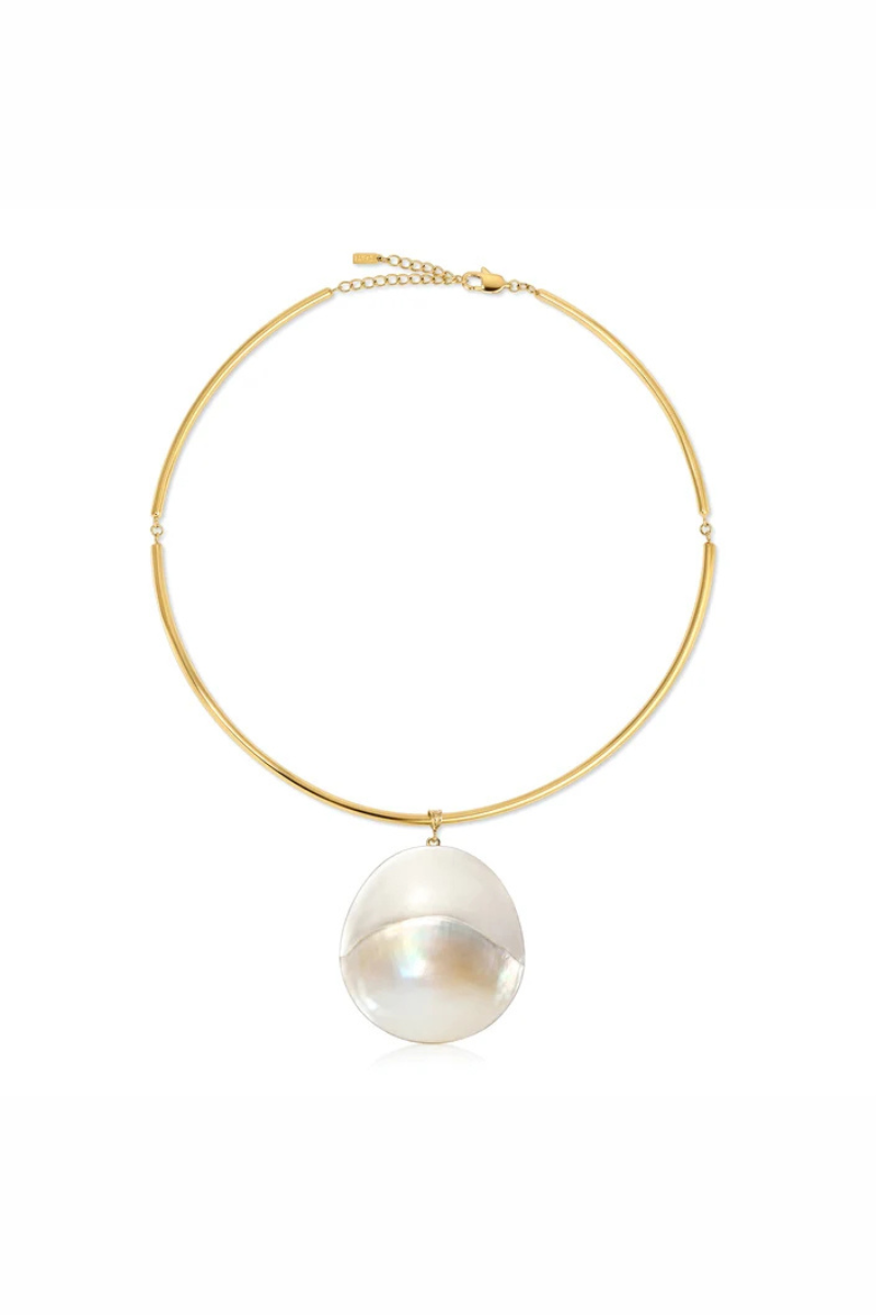 Ciao Bella Mother of Pearl Bar Choker Necklace by itself