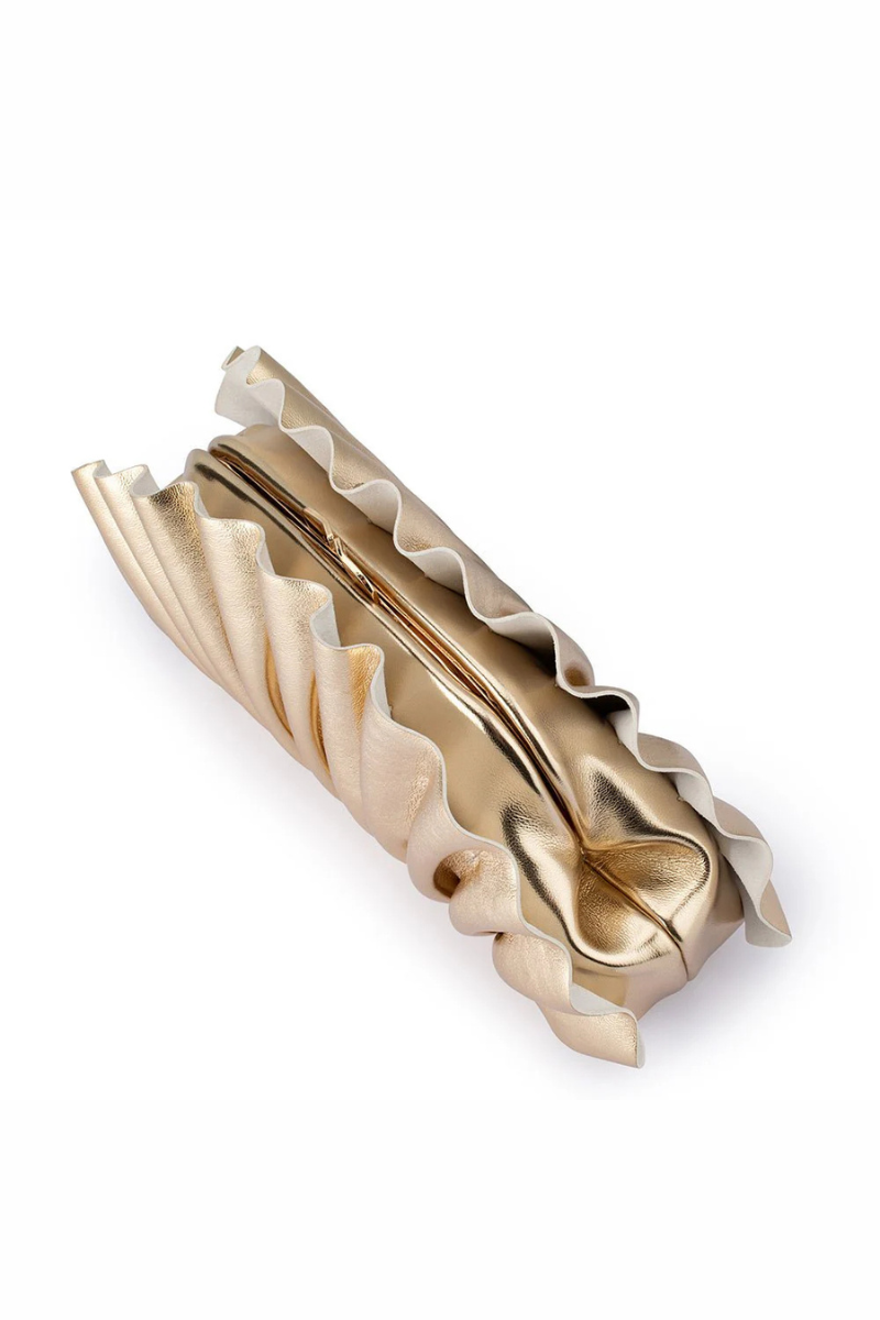 Hollie Pleated Clutch top view, closed