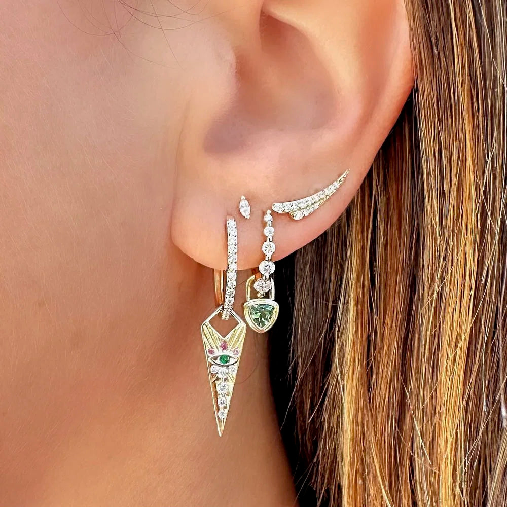 Single Double-Sided Evil Eye Dagger Charm on model