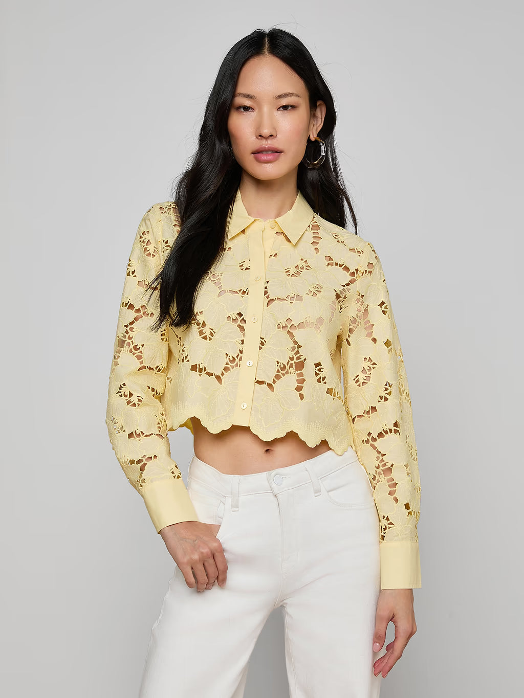 Seychelle Cropped Eyelet Blouse front