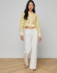 Seychelle Cropped Eyelet Blouse full body front