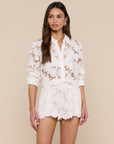 Seychelle Cropped Eyelet Blouse in Ivory