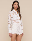 Seychelle Cropped Eyelet Blouse in Ivory