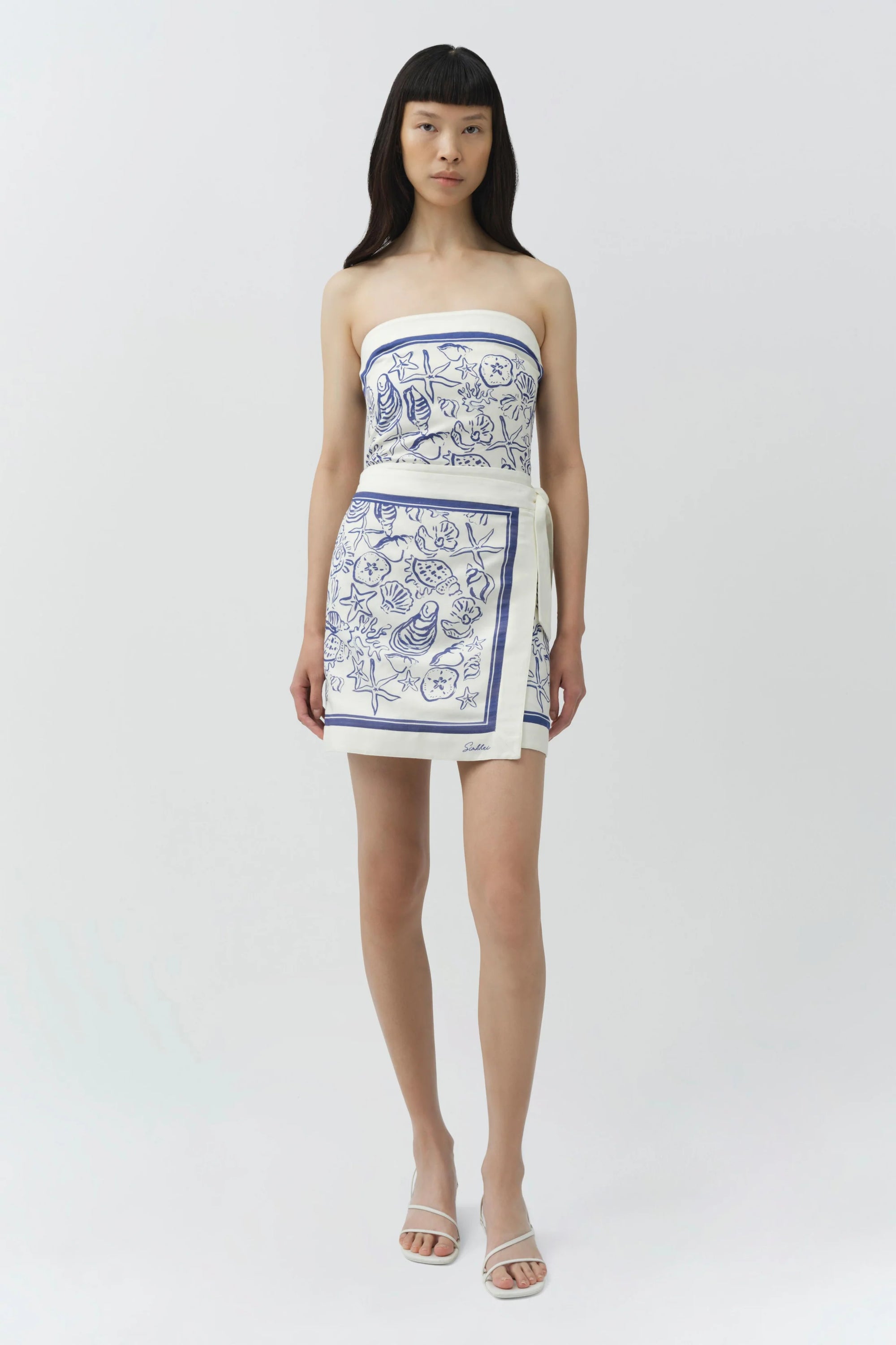 Darbie Linen Bustier Mini Dress full body front