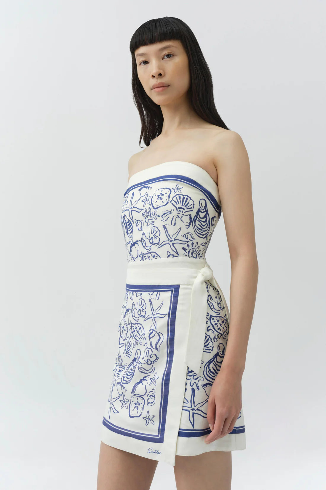 Darbie Linen Bustier Mini Dress close up side