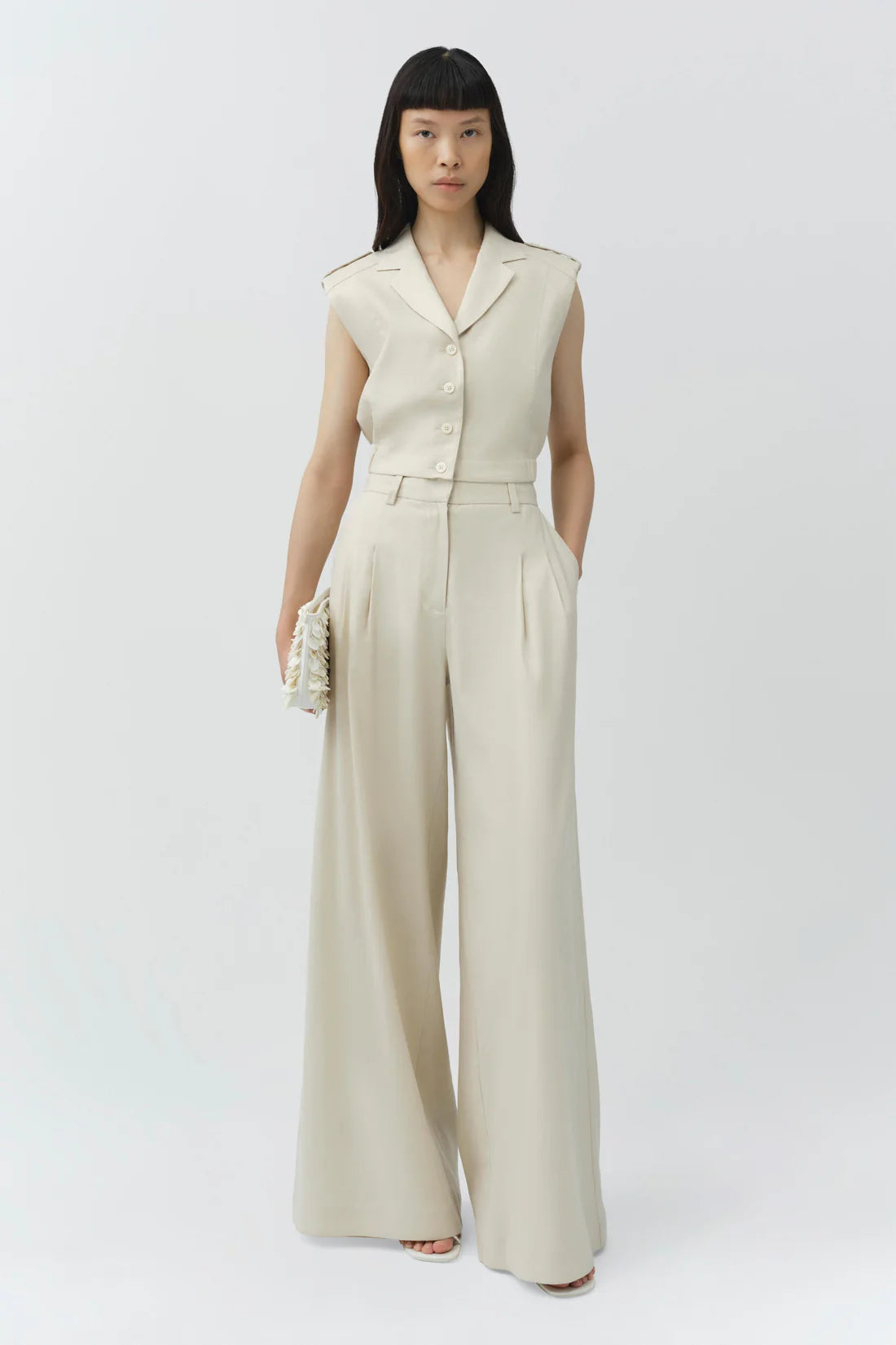 Ramsey Linen Wide Leg Pant full body front