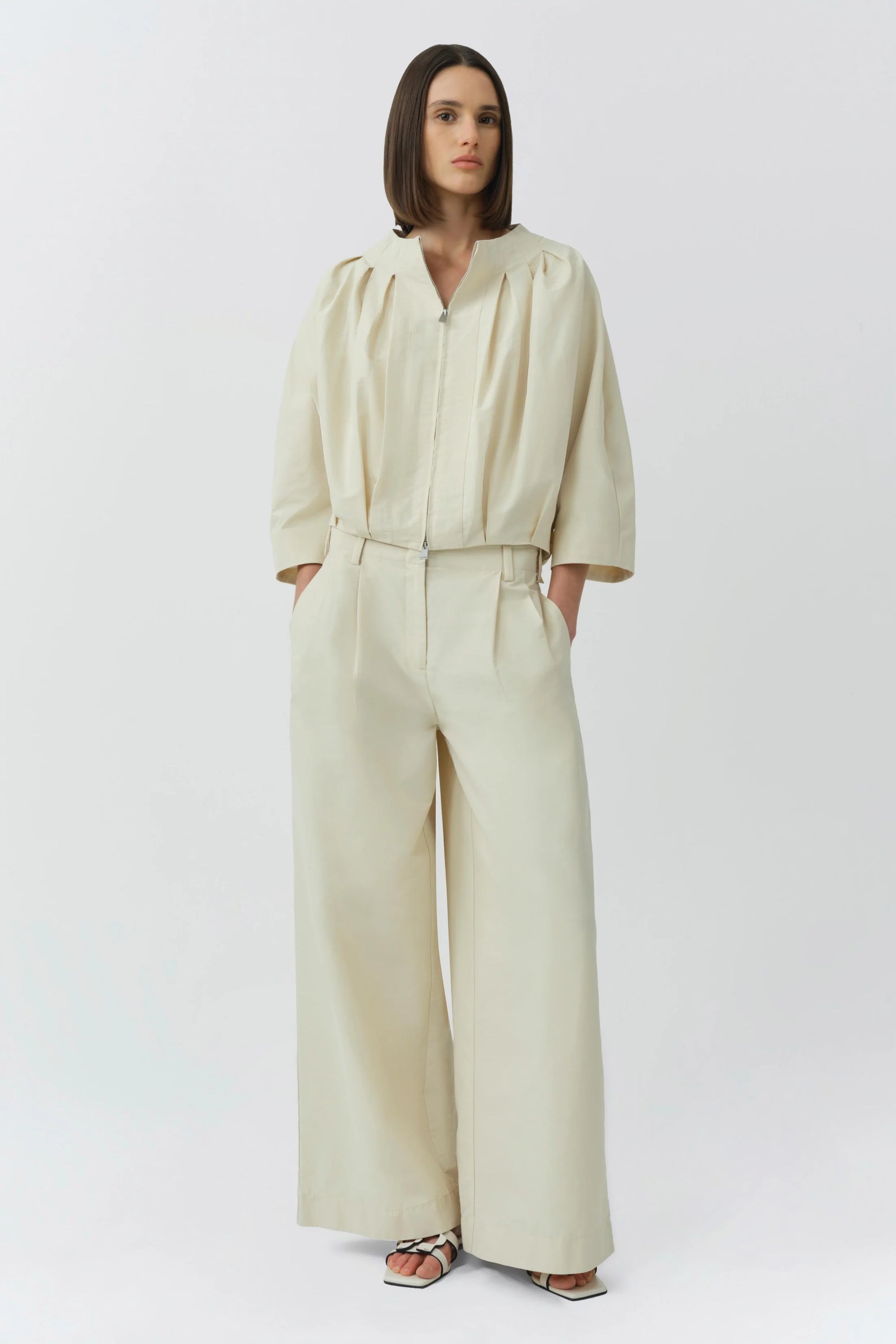 Jess Pleated Jacket full body front