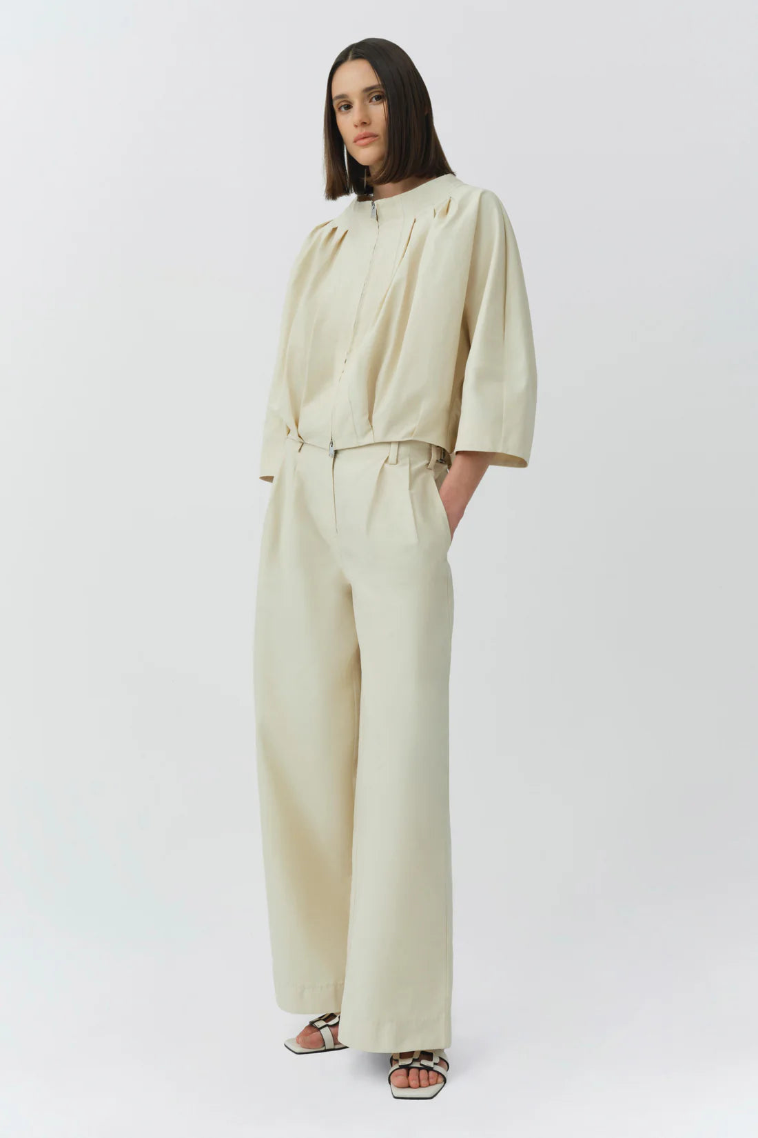 Jess Pleated Jacket full body side
