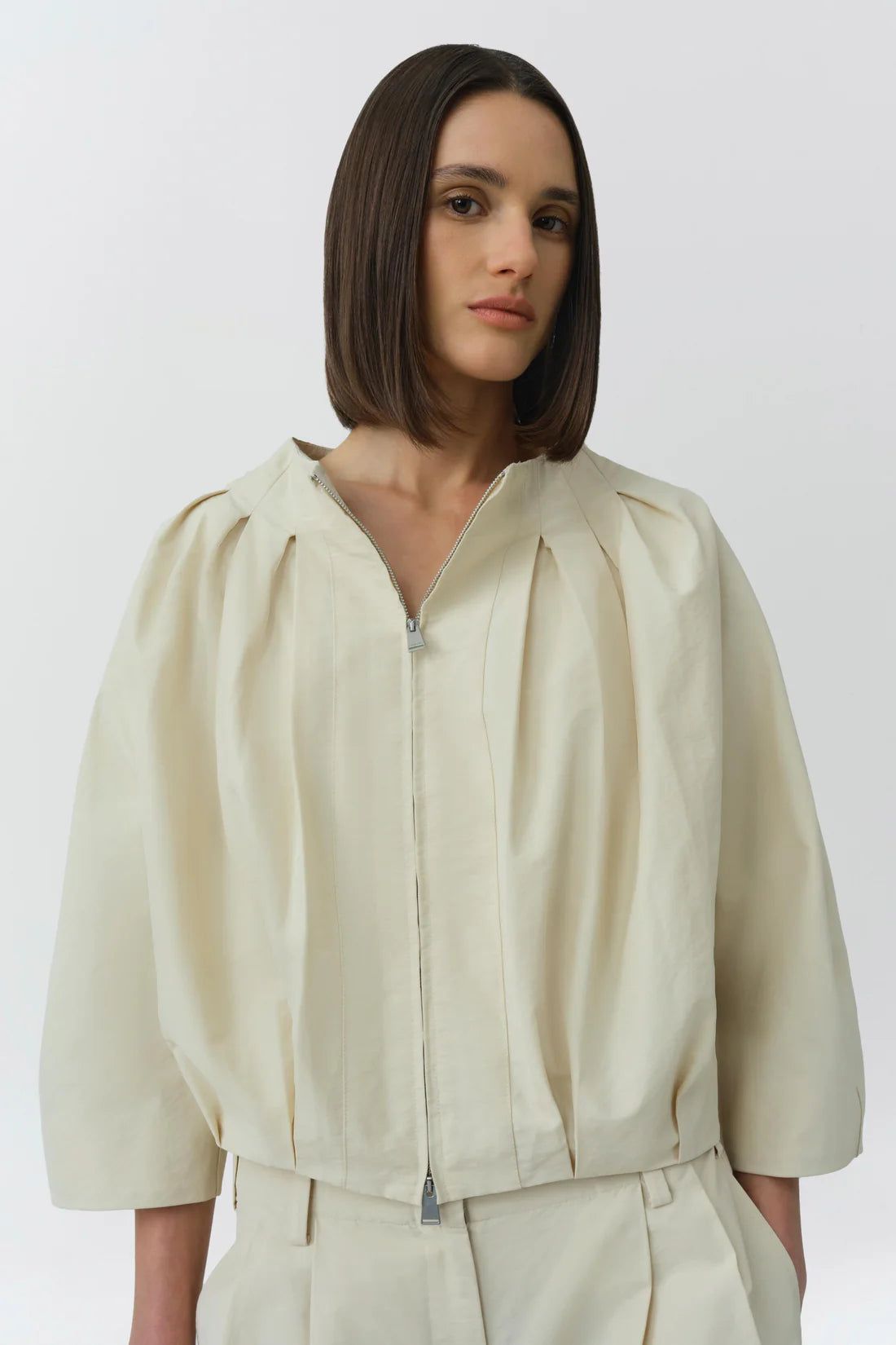 Jess Pleated Jacket close up front